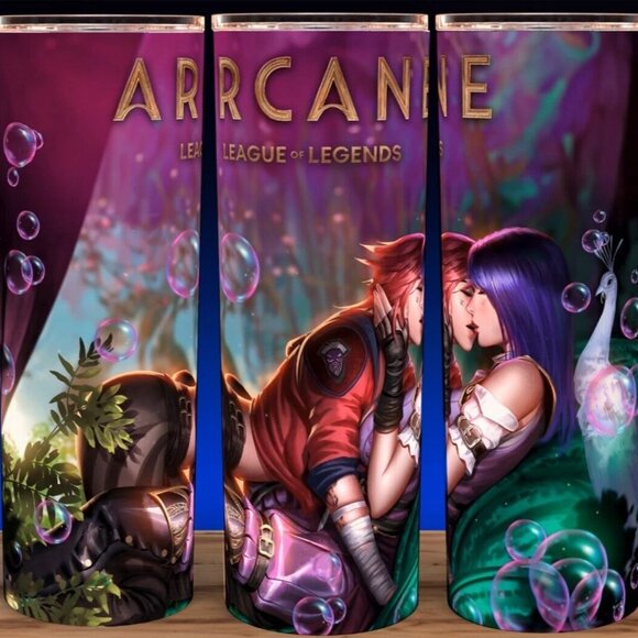 Vi and Caitlin Kiss Arcane League of Legends Anime Collection Cup Mug Tumbler - Picture 1 of 4